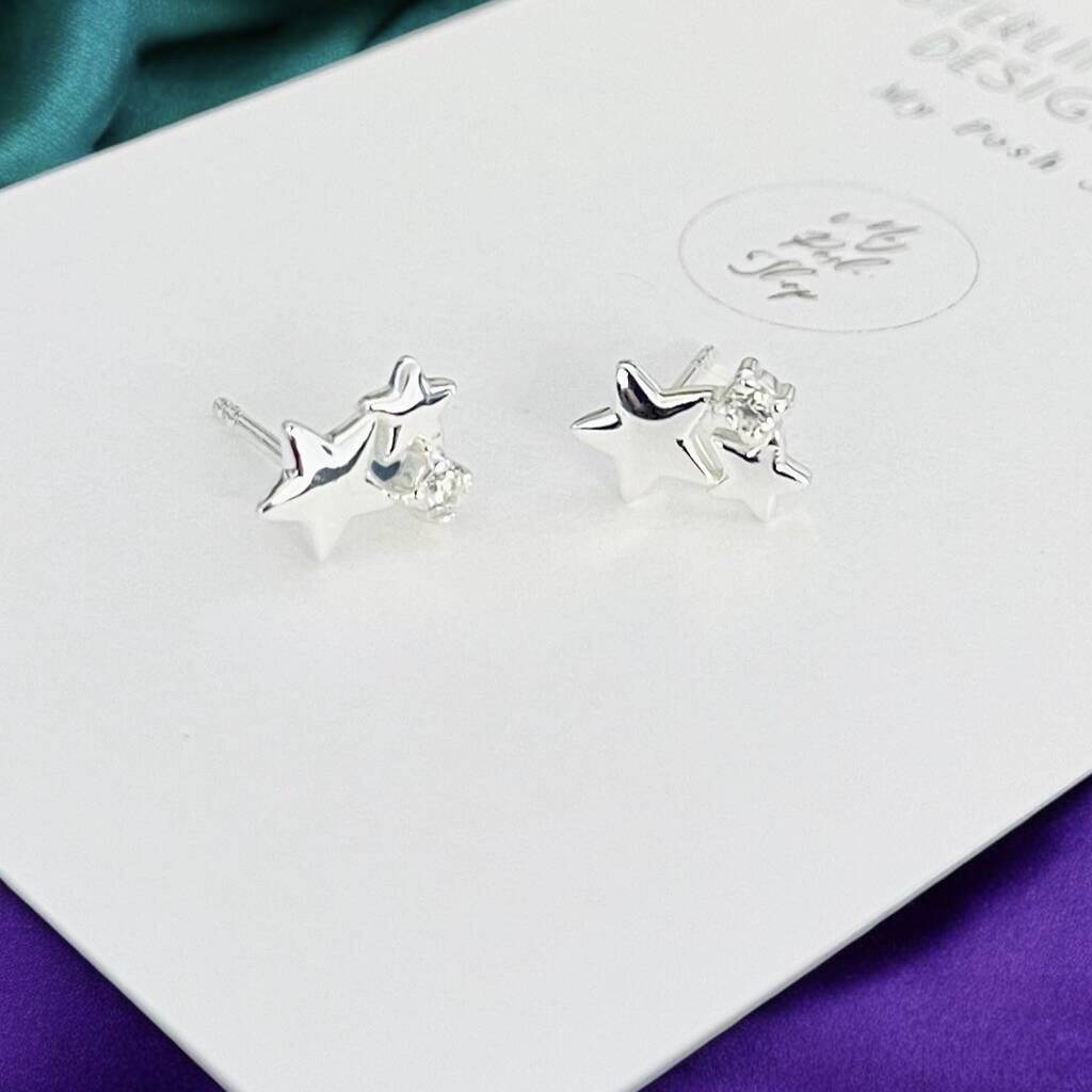 21st Birthday Sterling Silver Star Stud Earrings