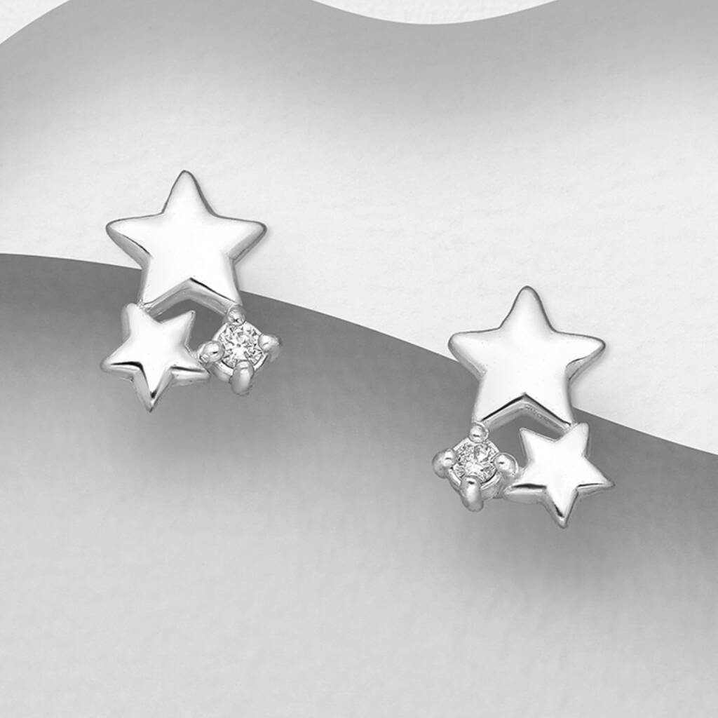 21st Birthday Sterling Silver Star Stud Earrings