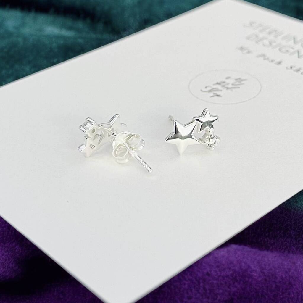 21st Birthday Sterling Silver Star Stud Earrings