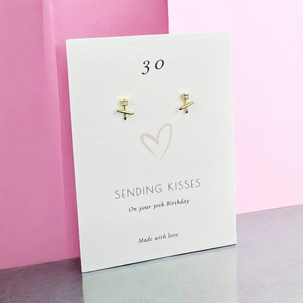 30th Birthday Kisses Sterling Silver Stud Earrings