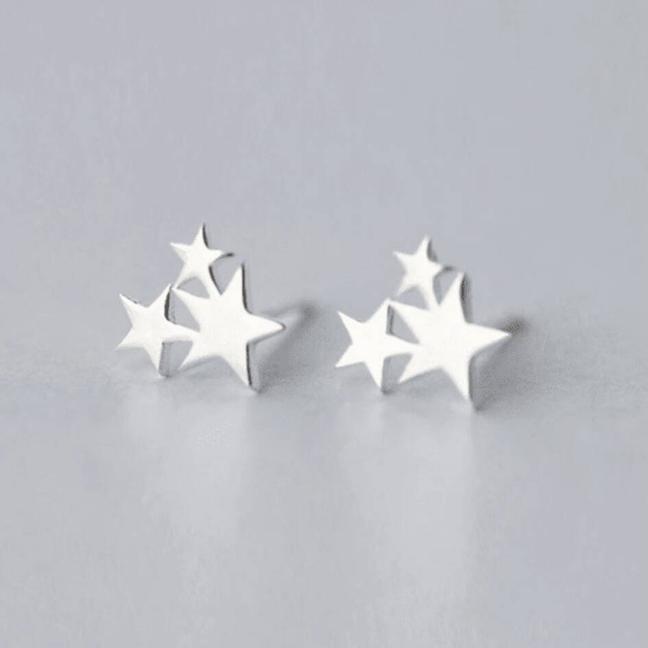 30th Birthday Sterling Silver Three Star Stud Earrings