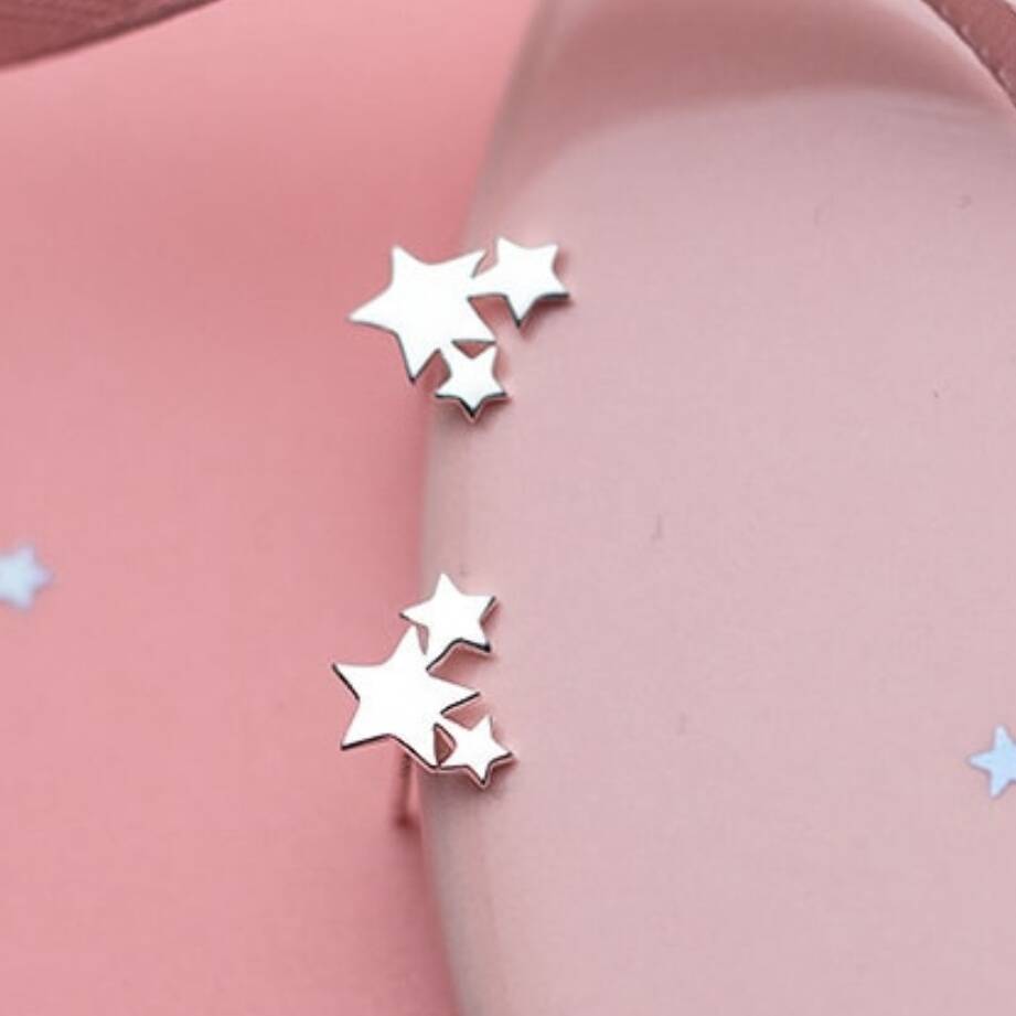 30th Birthday Sterling Silver Three Star Stud Earrings