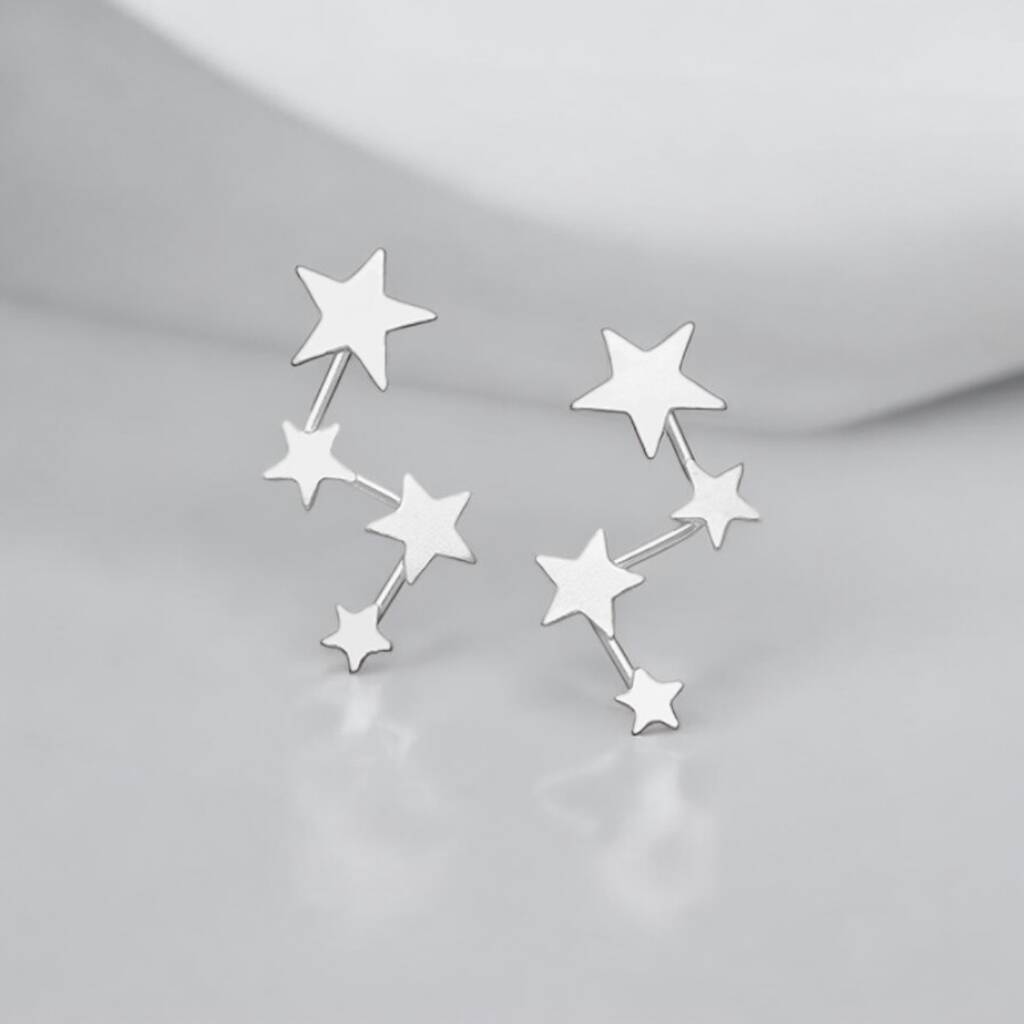 40th Birthday Sterling Silver Four Star Earrings