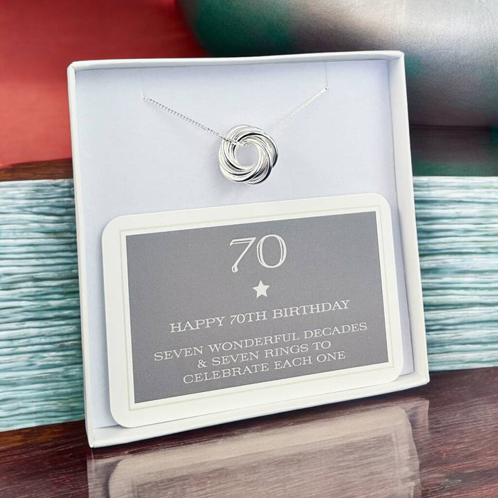 70th Birthday Sterling Silver Ring Necklace