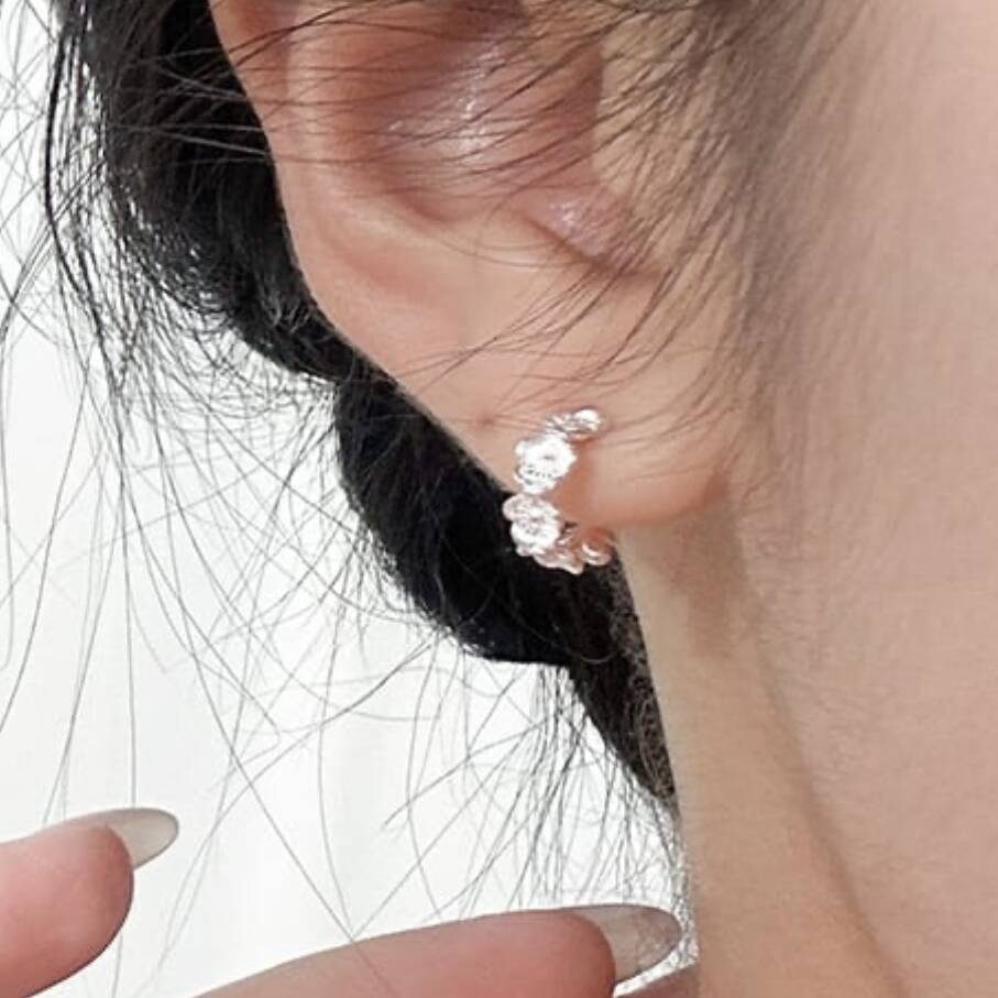 Sterling Silver Daisy Petal Curl Stud Earrings