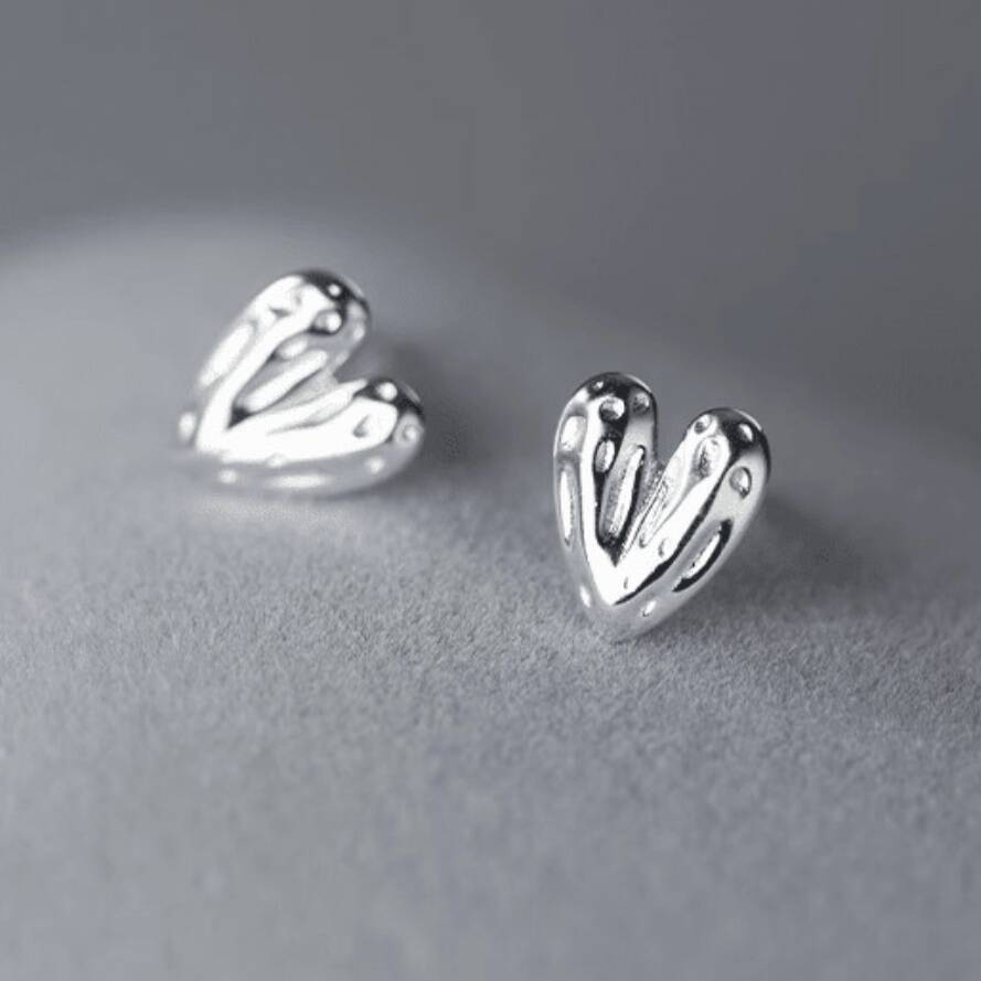 Bridesmaids Sterling Silver Heart Stud Earrings