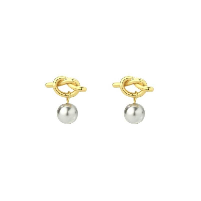 Bridesmaids Gold Plated Knot And Pearl Stud Earrings