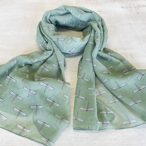 Dragonfly Cluster Scarf In Pale Blue Or Apple Green – My Posh Shop