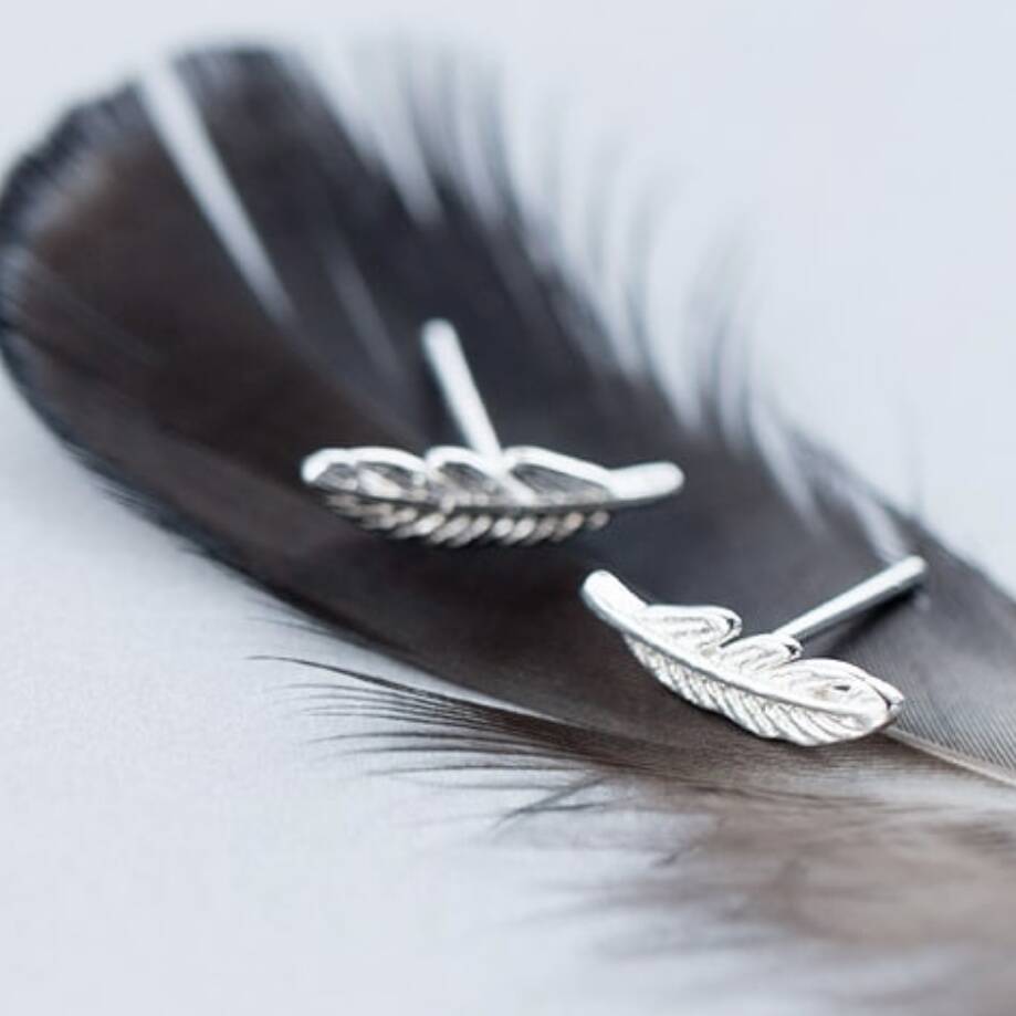 Feathers Appear When Angels Are Near Sterling Silver Earrings