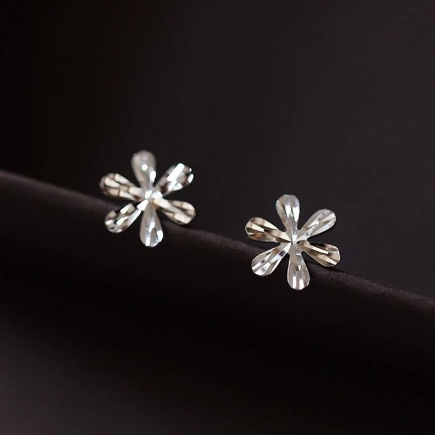 Flower Girl Sterling Silver Flower Petal Stud Earrings