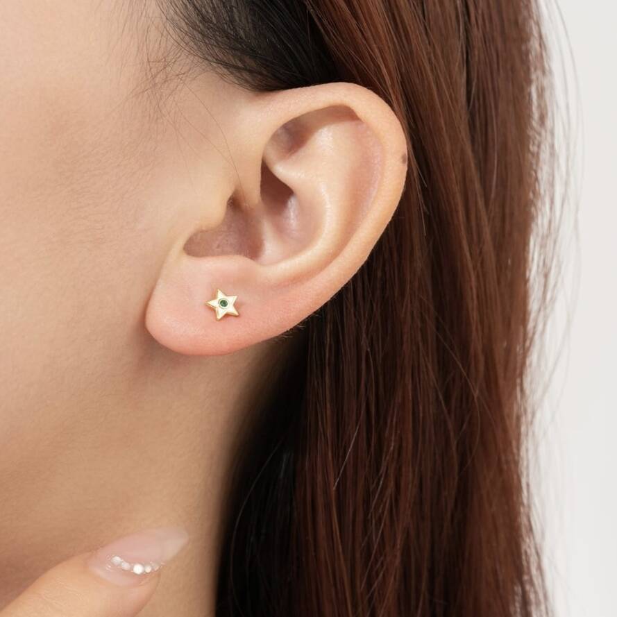 Gold Plated Colourful Star And Moon Stud Earrings