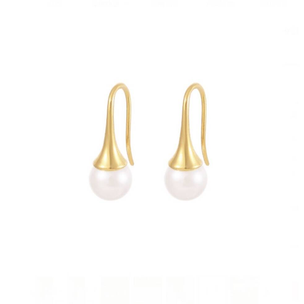 Gold Plated Tear Drop Imitation Pearl Earrings