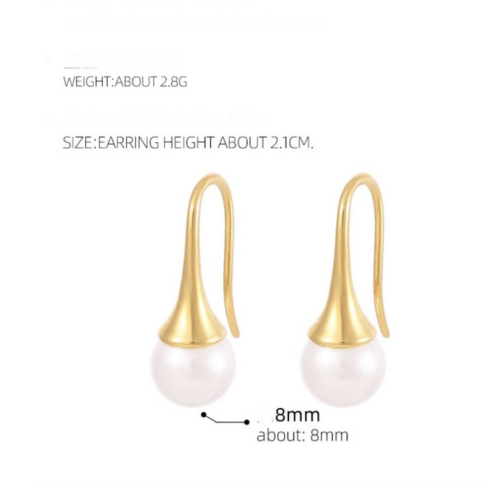 Gold Plated Tear Drop Imitation Pearl Earrings