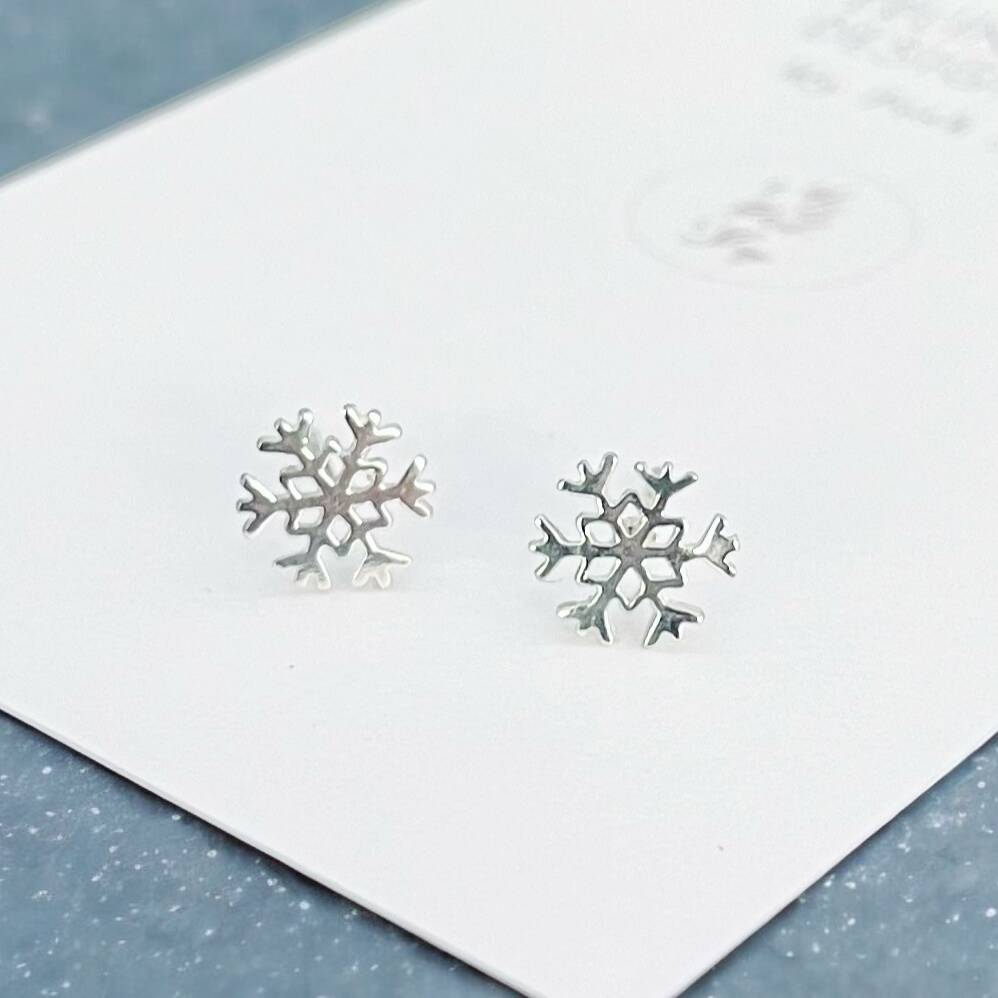 Let It Snow Sterling Silver Snowflake Stud Earrings