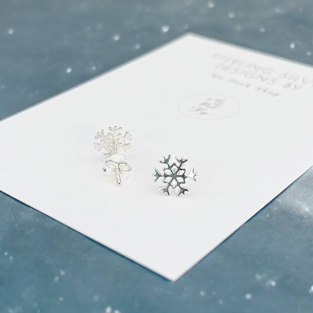 Let It Snow Sterling Silver Snowflake Stud Earrings