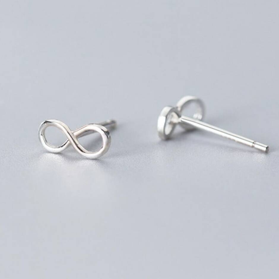 Mother And Daughter Sterling Silver Infinity Symbol Stud Earrings