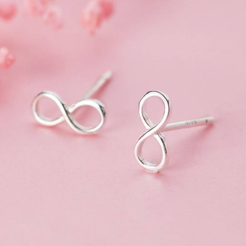 Mother And Daughter Sterling Silver Infinity Symbol Stud Earrings