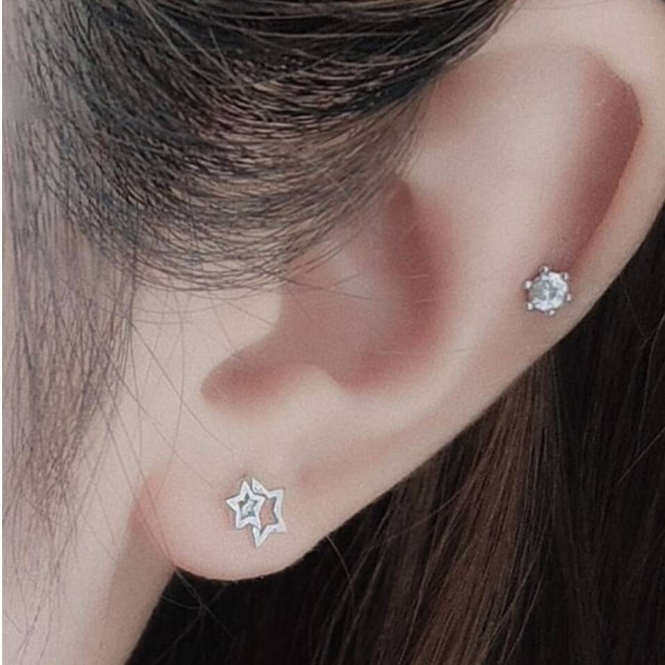 Mother And Daughter Sterling Silver Linked Star Earrings