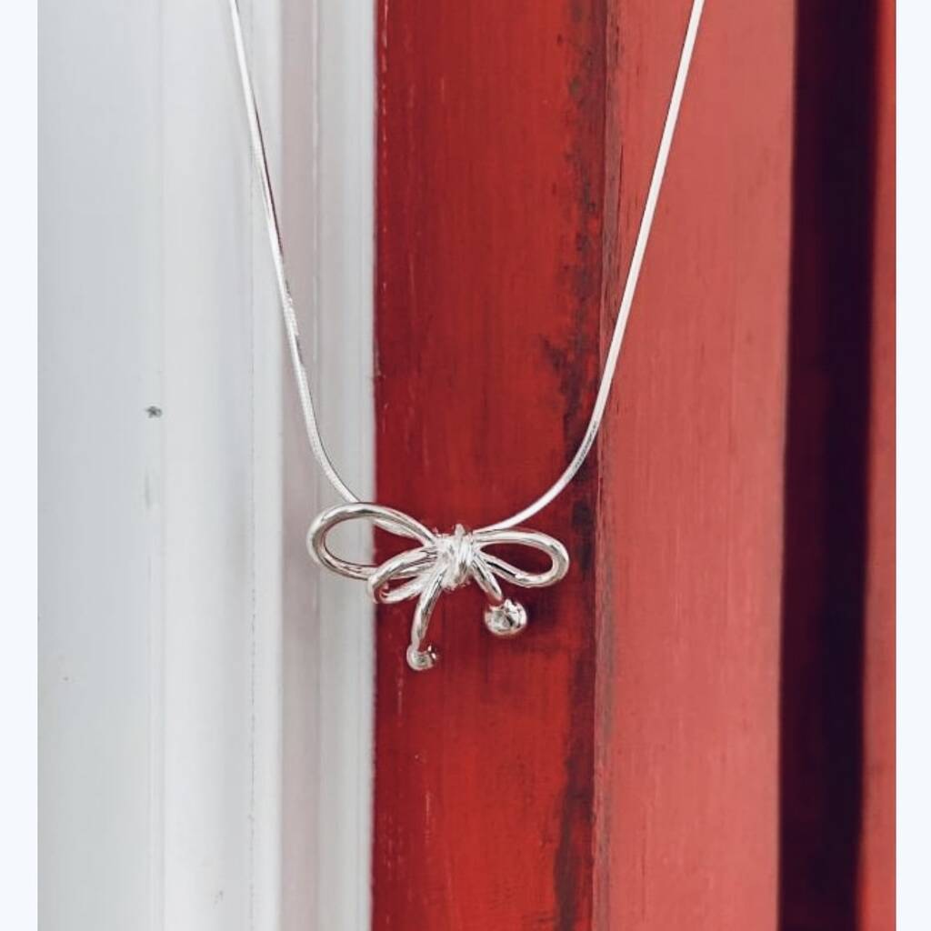 Sterling Silver Bow Necklace