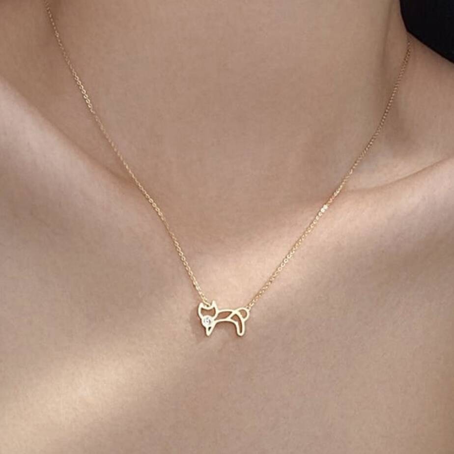 Sterling Silver Cat Pendant Necklace