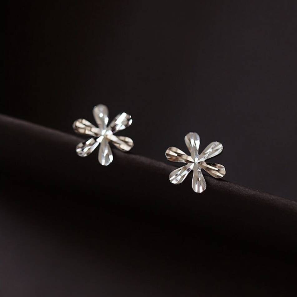 Sterling Silver Flower Petal Stud Earrings