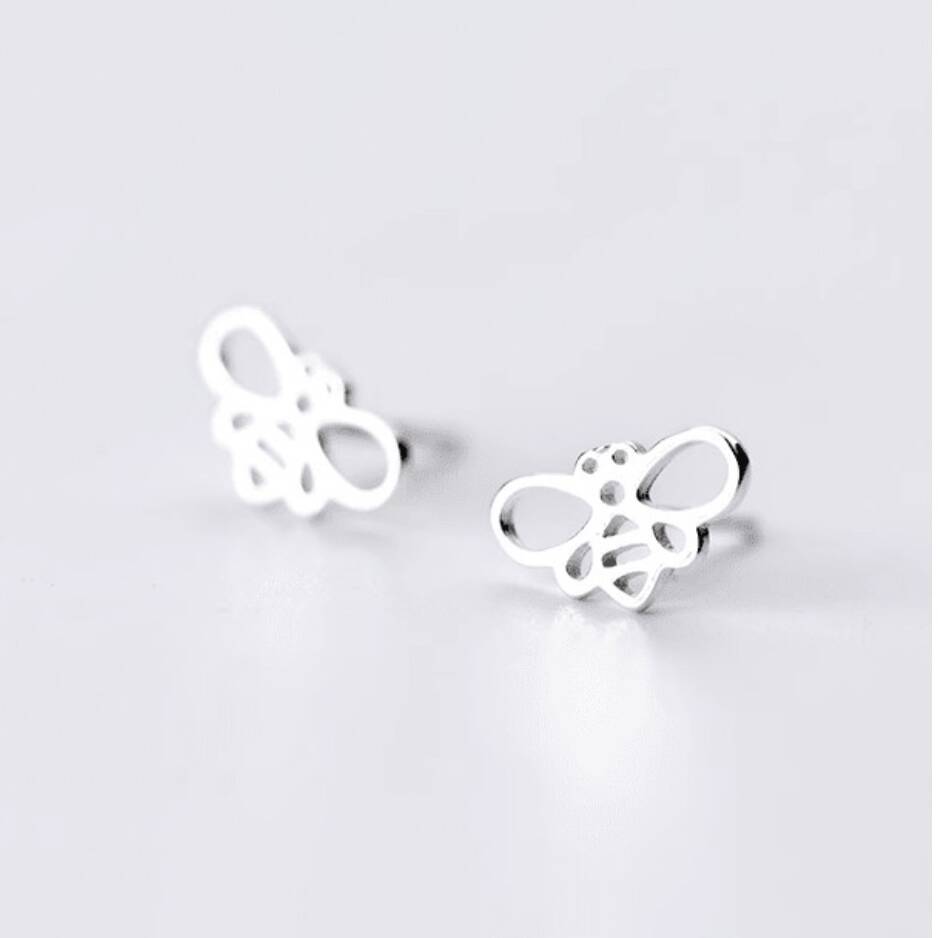 Sterling Silver Little Bee Stud Earrings