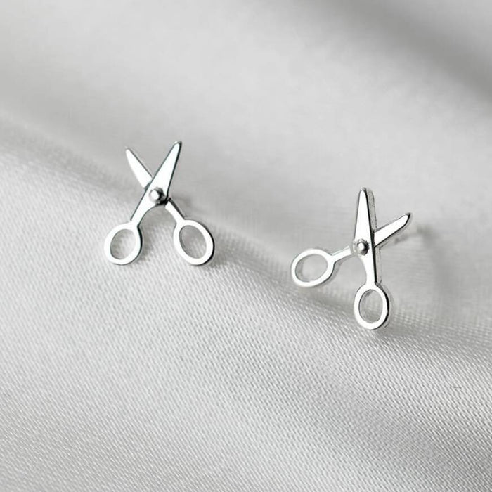 Sterling Silver Scissor Stud Earrings