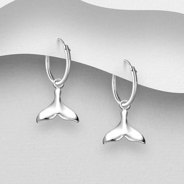 Sterling silver whale hot sale tail earrings