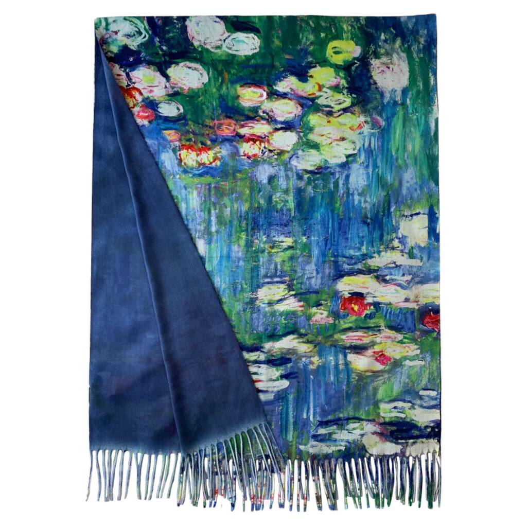 Water Lilies By Monet Winter Wool Mix Scarf