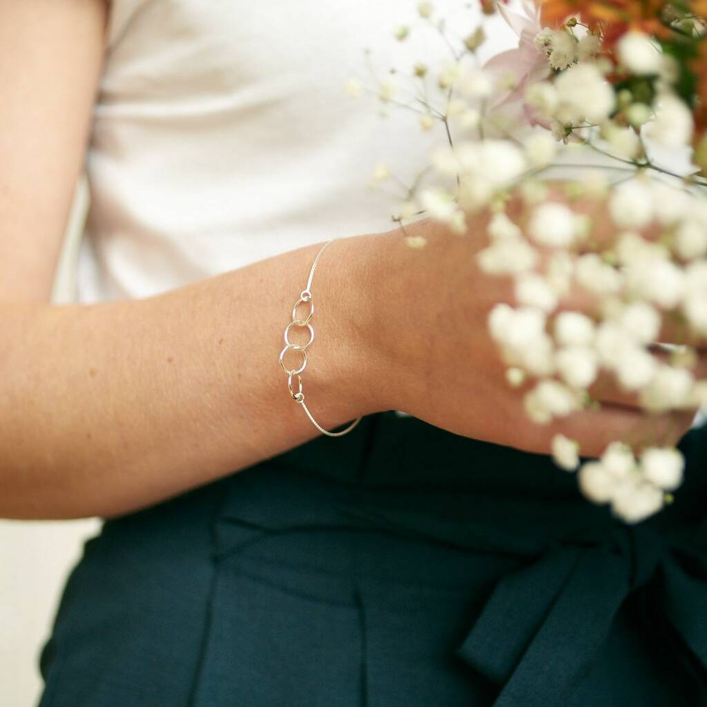 40th Birthday Sterling Silver Four Ring Bracelet